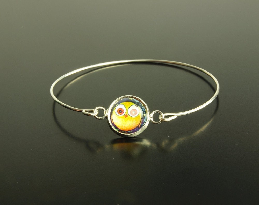 Armreif Cabochon Vogel Eule Spiralreif silbern