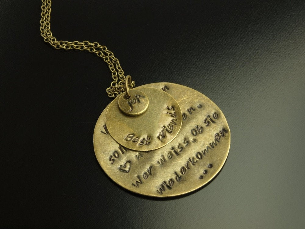 Kette Anhänger Name Datum Freundschaft Text bronze