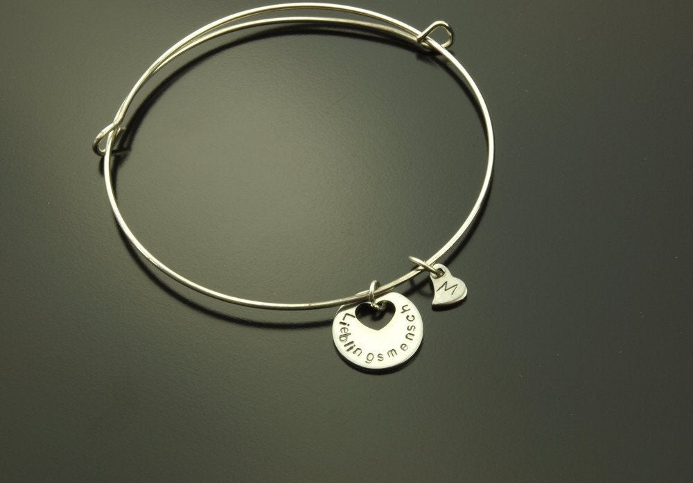 Armreifen Name Datum Anhänger silber Armband Herz
