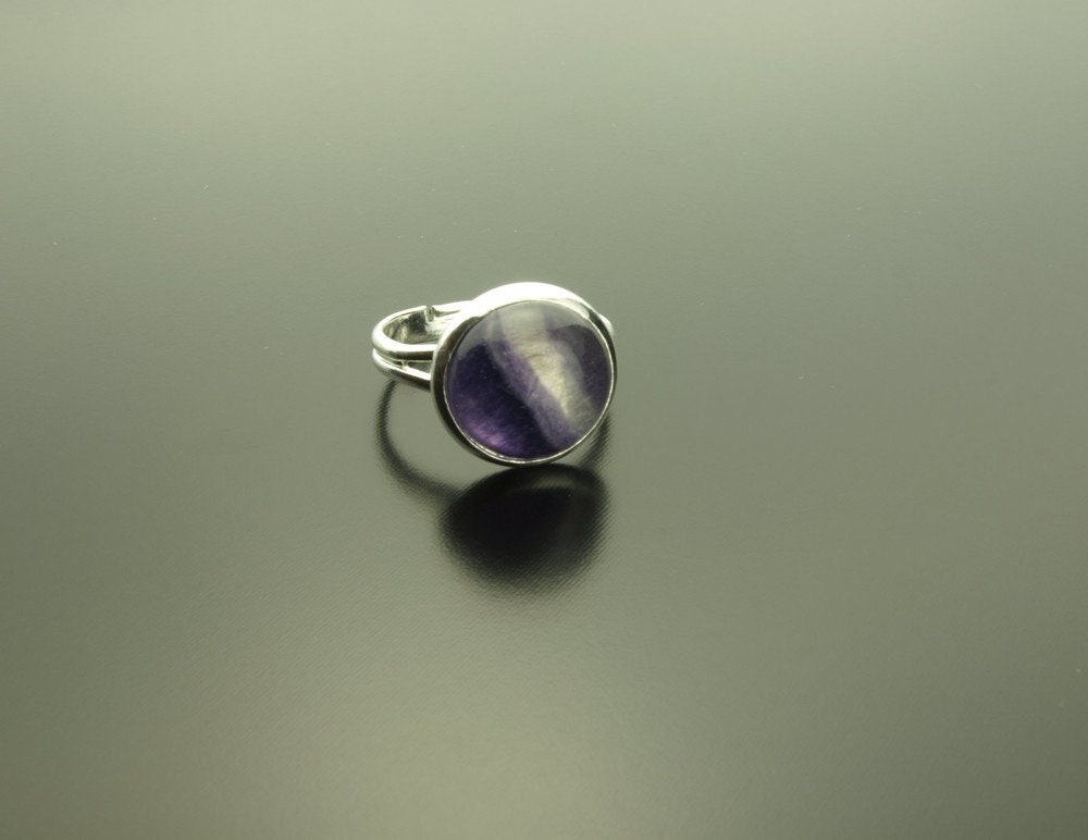 Ring Fluorit lila Cabochon silber Edelstein