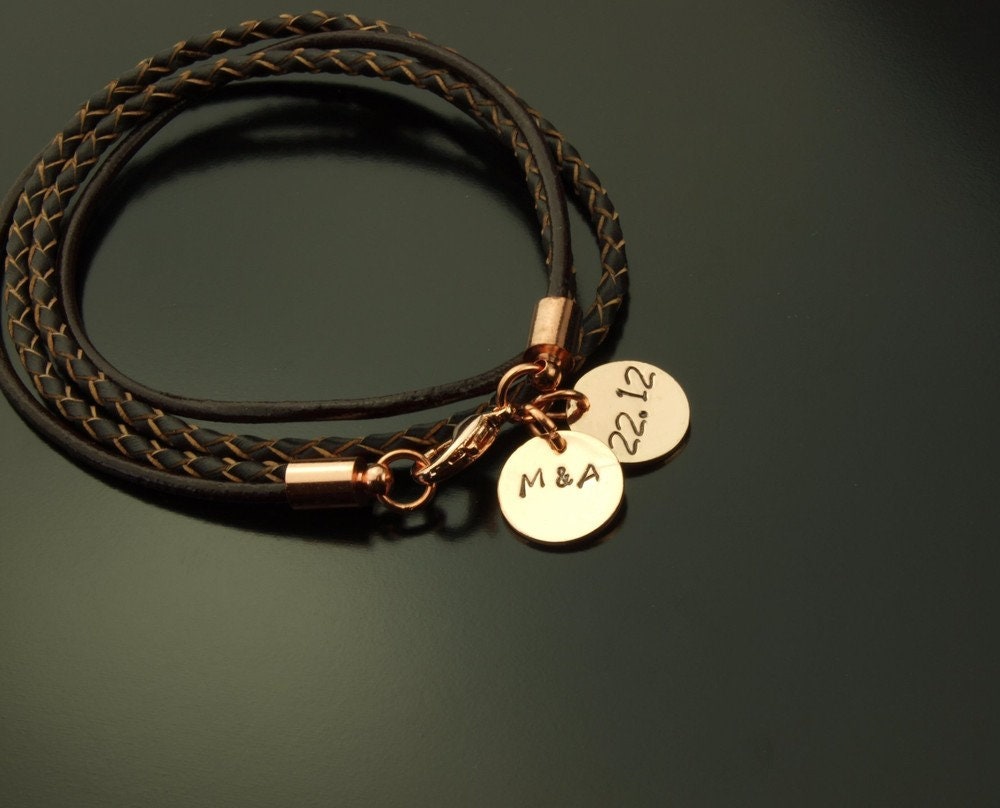 Leder Armband Datum Name Gravur Stempeln rosegold