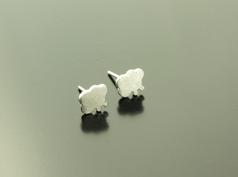 Versilberte Ohrstecker Wolke Regen