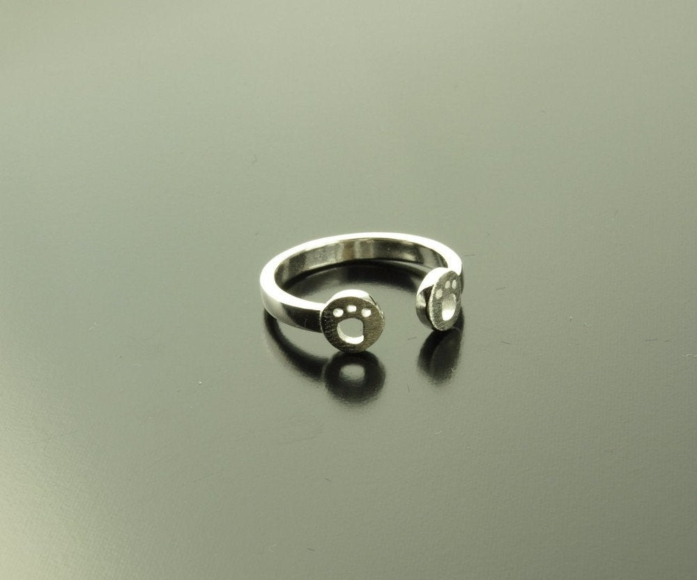 Versilberte Ring Tatze Pfote Hund Abdruck