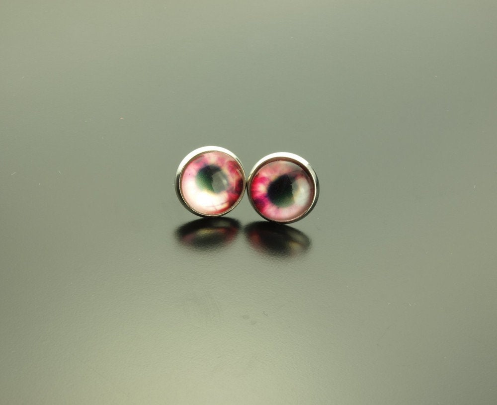 Ohrringe Auge rosa Schwarz Pupille Ohrstecker