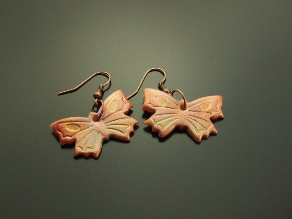 Ohrringe Clay Schmetterlinge kupfer bunt Creole