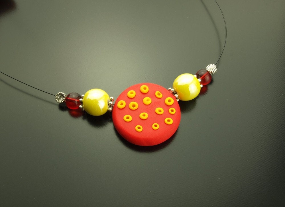 Halsreif Polymer Clay Anhänger Porzellan silber