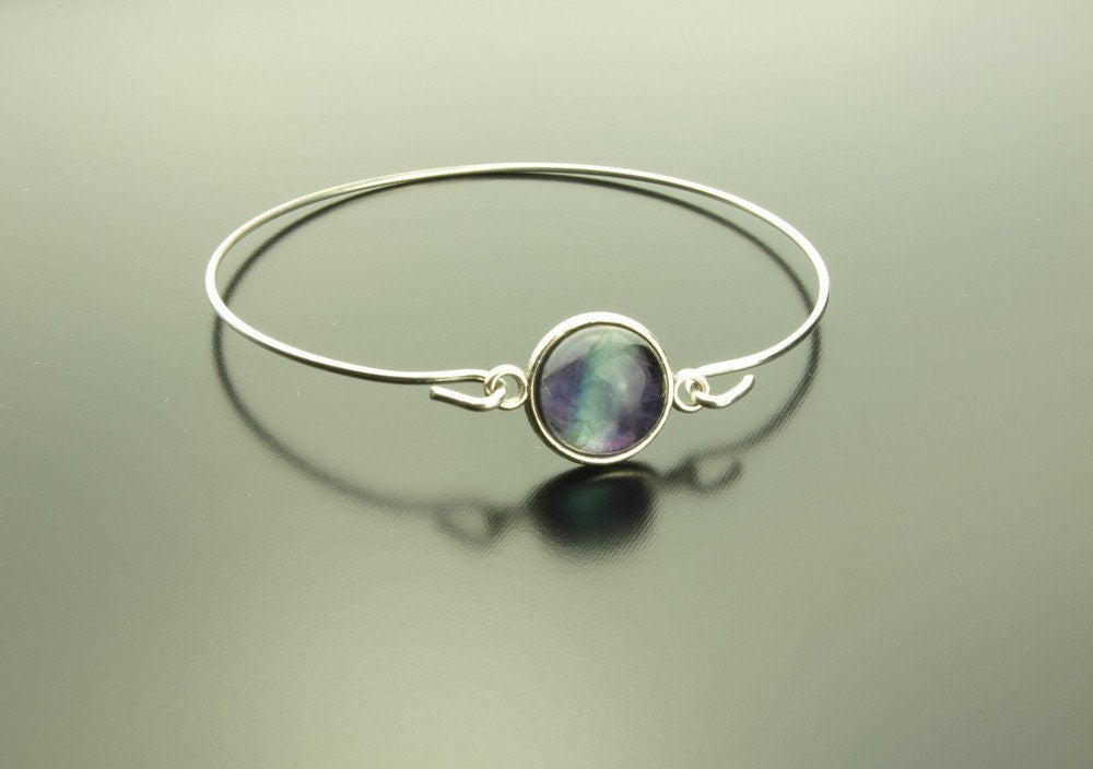 Armreif Fluorit Edelstein Spiraldraht silber grün