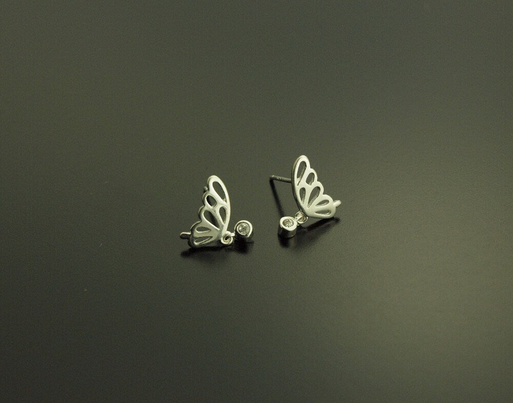 Versilberte Ohrstecker Schmetterlinge