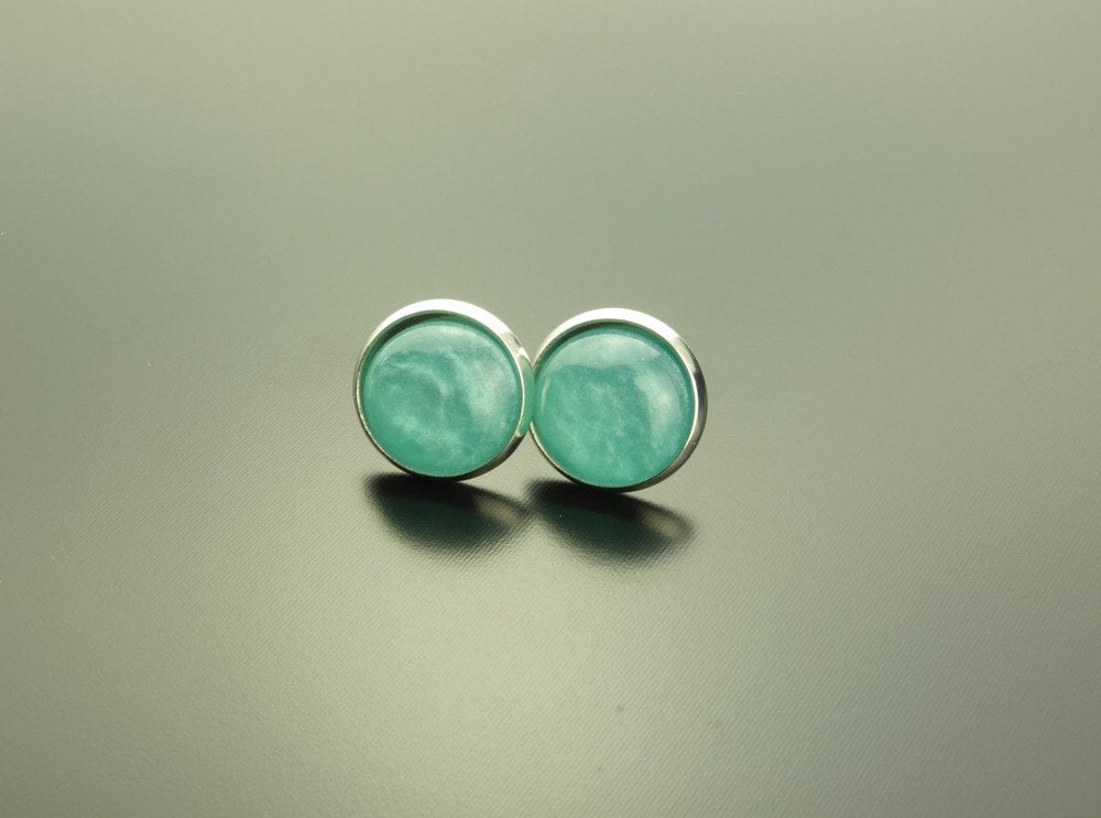 Ohrring Resin Cabochon Ohrstecker Stecker blau