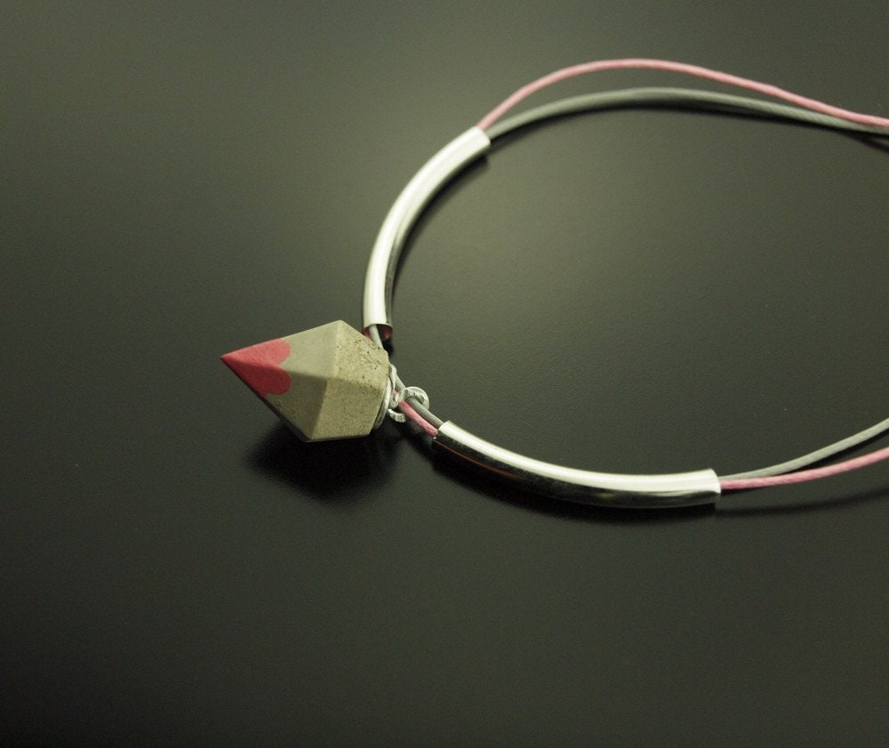 Kette Anhänger Beton Diamant Anhänger grau rosa