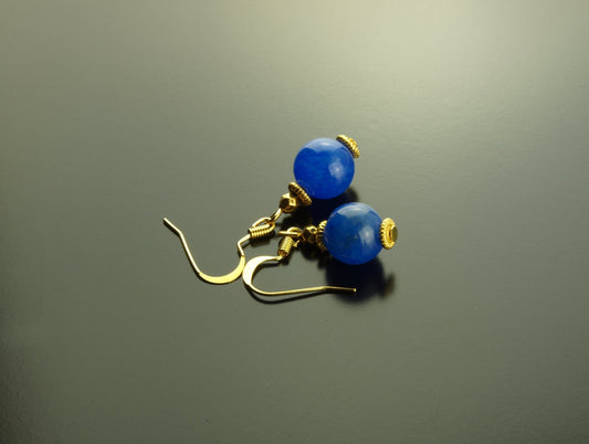 Ohrringe Jade Edelstein Perlen blau golden Creolen