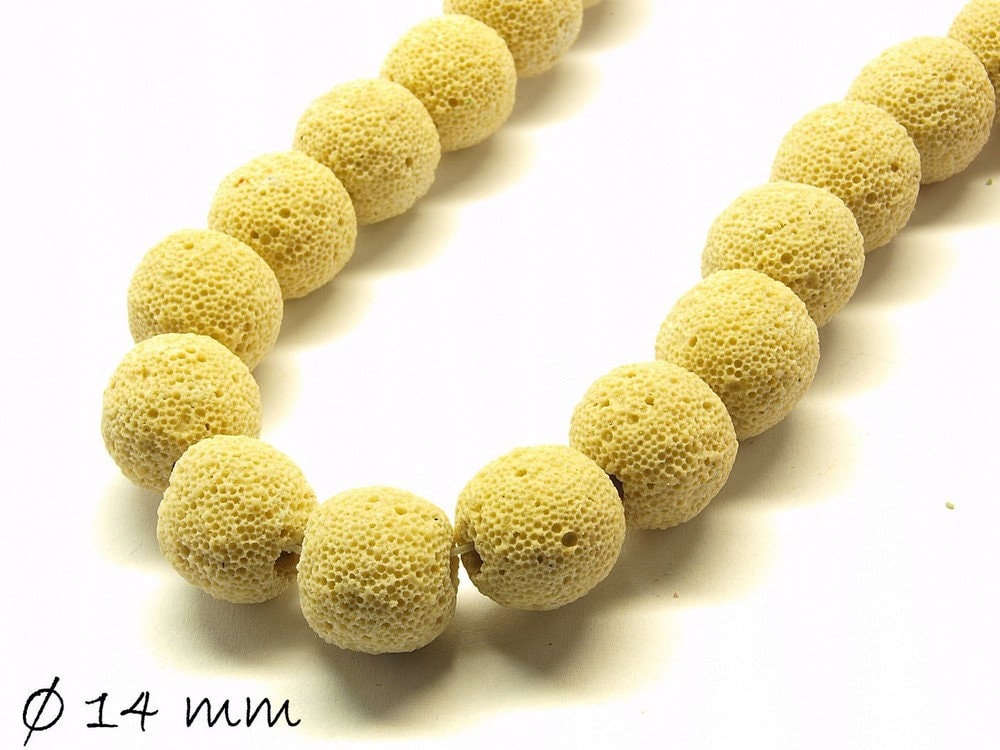 10 Stück natürliche Lavaperlen beige 13 - 14 mm