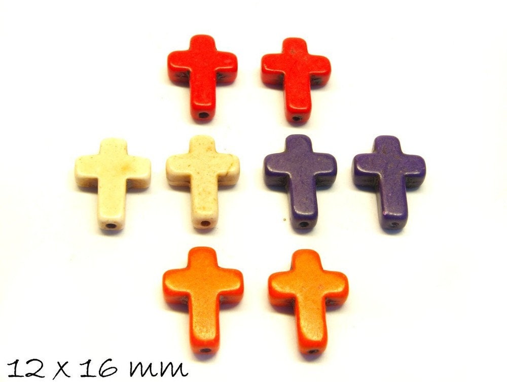 8 Stück synthetischer Türkis, Kreuze, 12 x 16 mm Mix 2