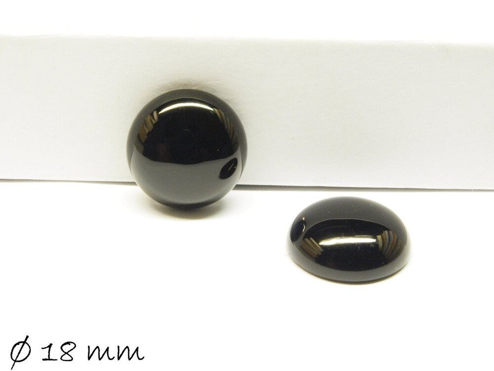 2 Stück Edelstein Cabochons, schwarzer Achat, 18 mm