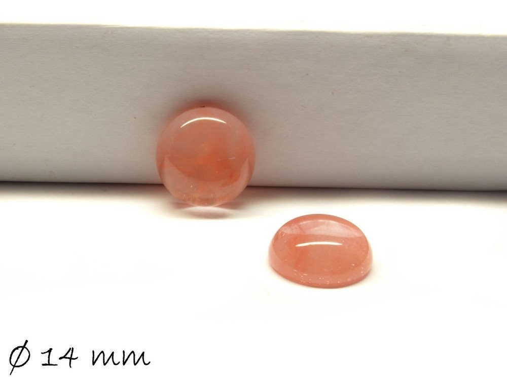 2 Stück Cabochons, Kirschquarz, 14 mm