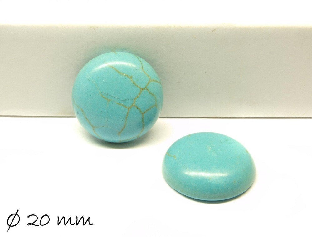 2 Stück Cabochons, Howlith (Türkisimitat), 20 mm