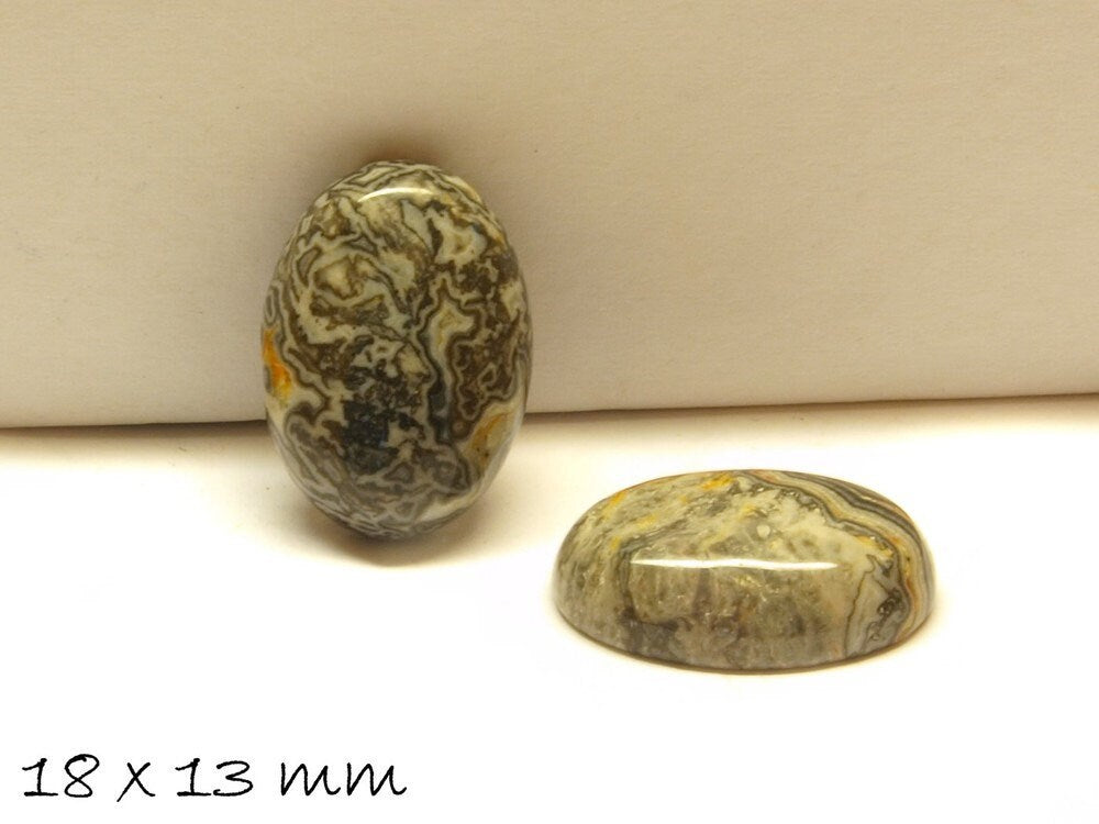 2 Stück Edelstein Cabochons, oval, Crazy Achat, 18 x 13 mm, grau