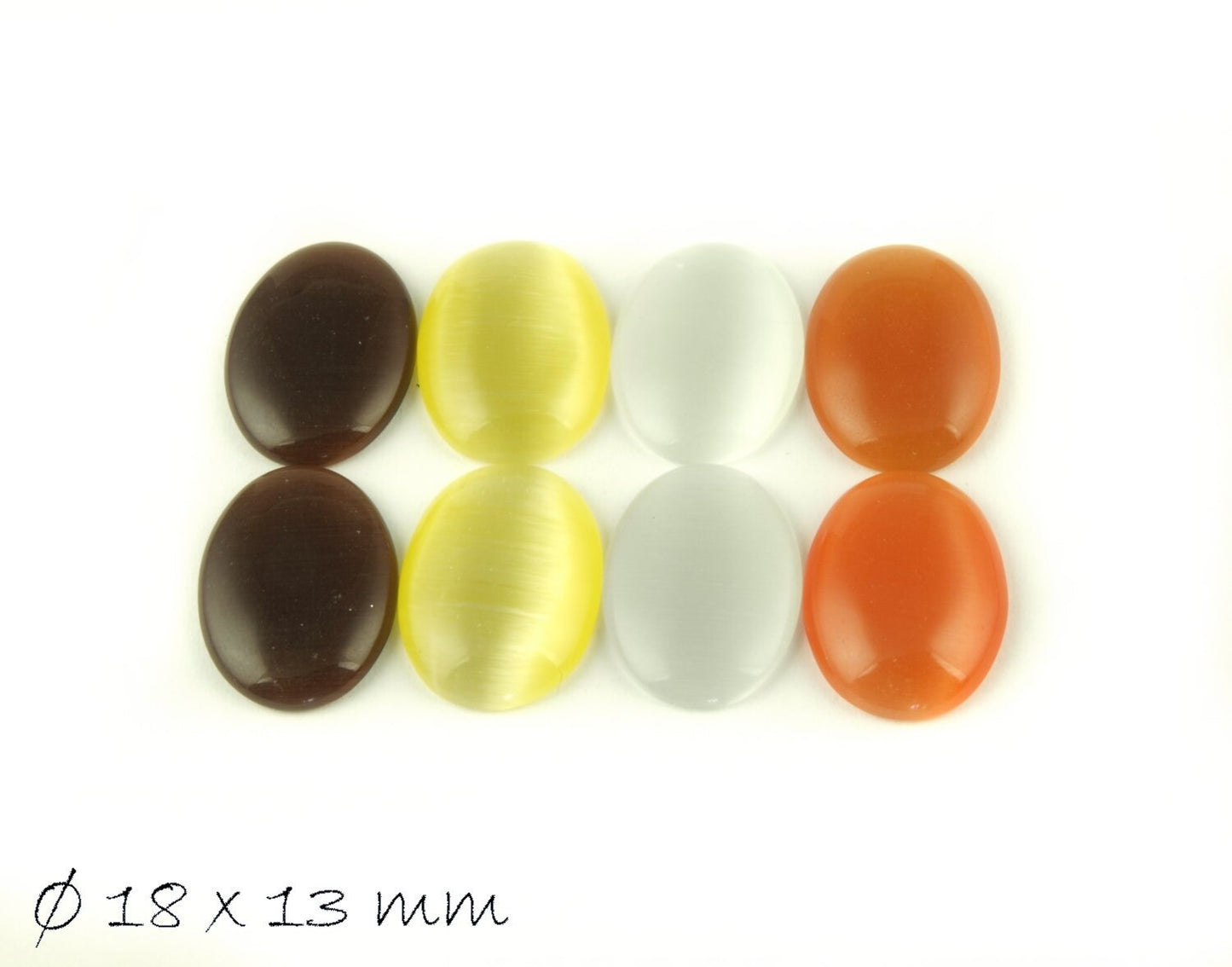 8 Stück ovale Cateye Glas Cabochons 18 x 13 mm, Mix 2