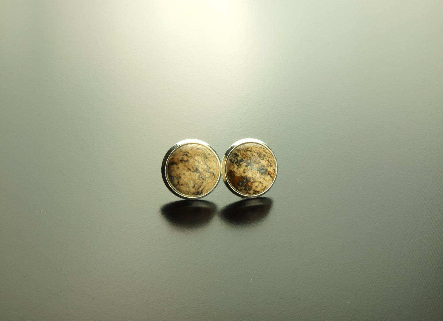 Ohrstecker gelber Jasper Edelstein Ohrringe silber