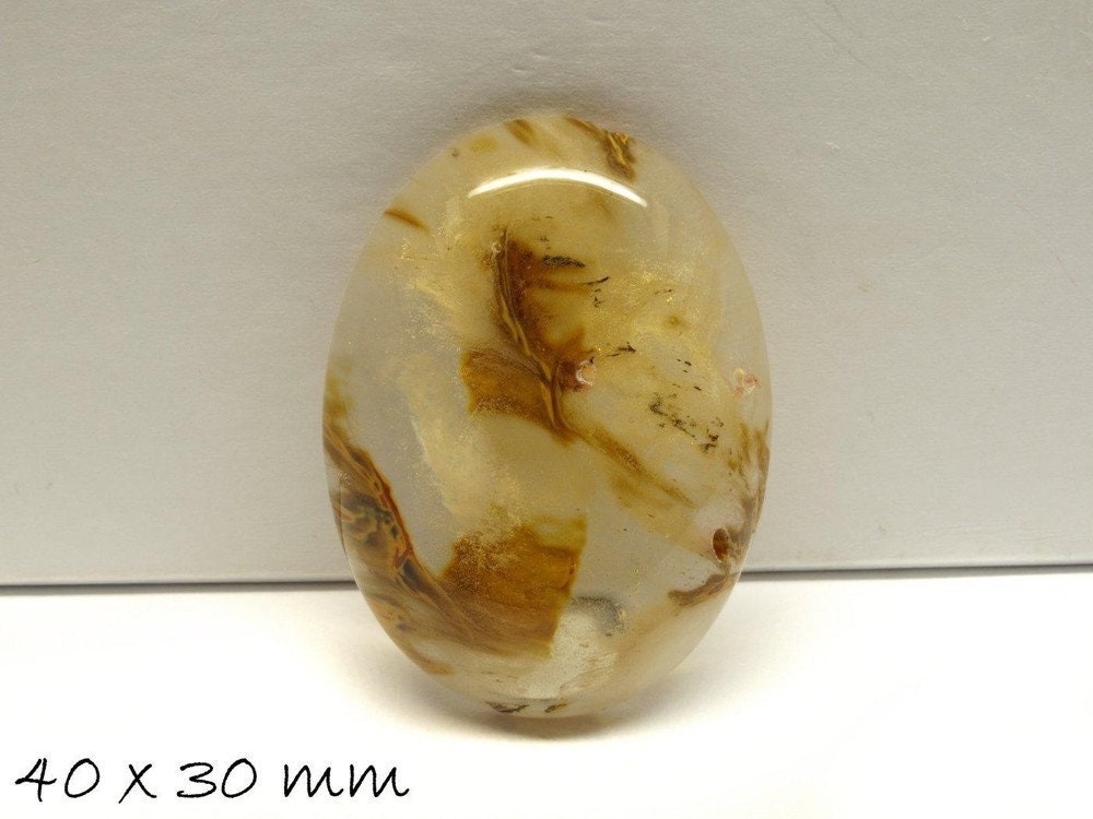 1 Stück Cabochon, Kirschquarz, 40 x 30 mm, braun