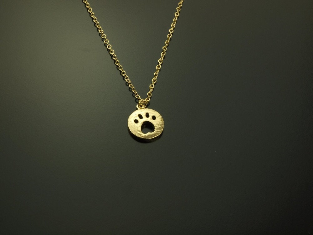 Kette Pfote Abdruck rund golden Hund Wolf Katze Tatze