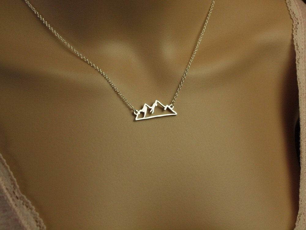 Kette Berge Landschaft Anhänger silber geometrisch