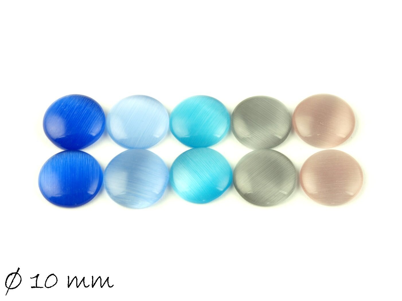 10 Stück runde Cateye Glas Cabochons 10 mm, Mix 1