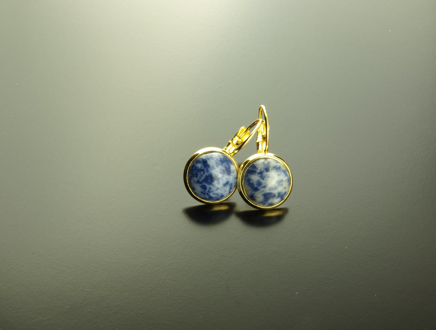 Ohrhänger Sodalith weiß blau Edelstein Ohrringe