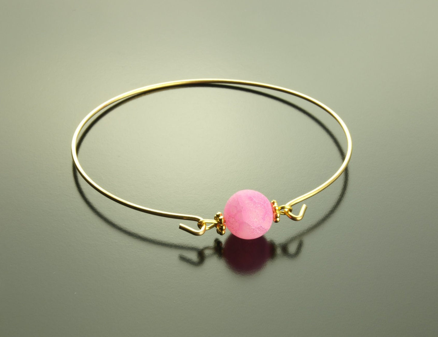 Armreif rosa Achat Edelstein Perle golden Armband