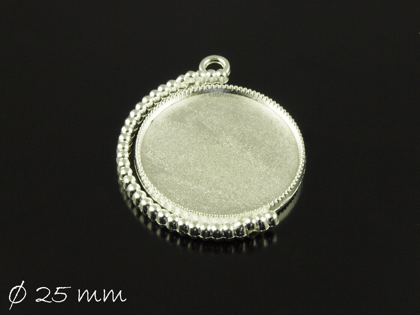 2 Stück Drehbare Anhänger mit Cabochonfassung Medaillon 25 mm, silber