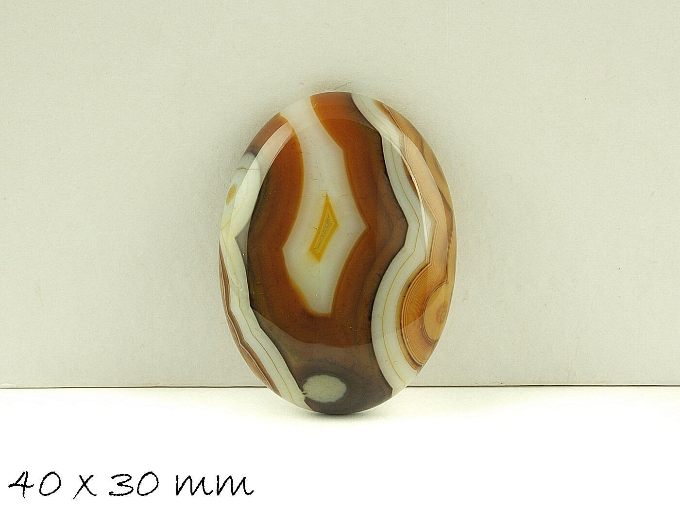 1 Edelstein Cabochon Achat 40 x 30 mm braun, gelb, Variante 3