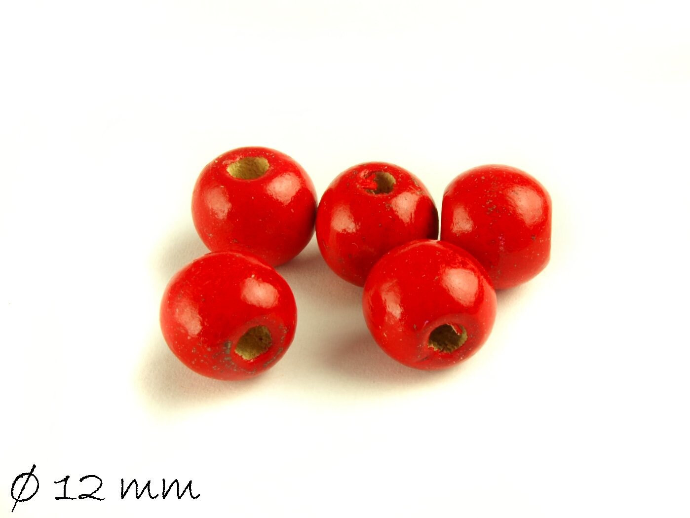 50 Stück Holzperlen, rot, ca. 12 mm
