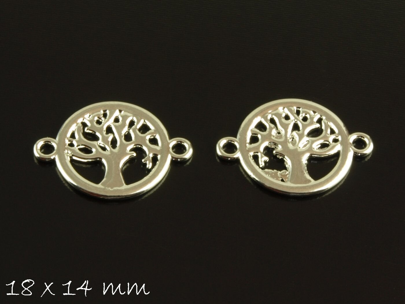 6 Stück Verbinder Lebensbaum silber Anhänger 18 x 14 mm