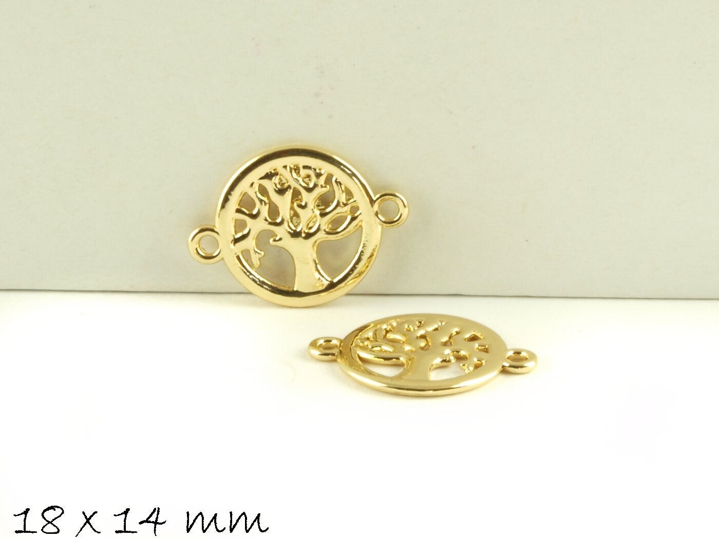 4 Stück Verbinder Lebensbaum gold Anhänger 18 x 14 mm