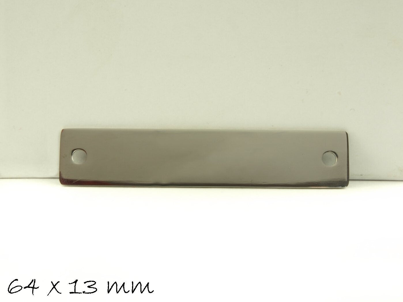 2 Stück Verbinder Stempel Plättchen aus Edelstahl in silber, 64 x 13 mm