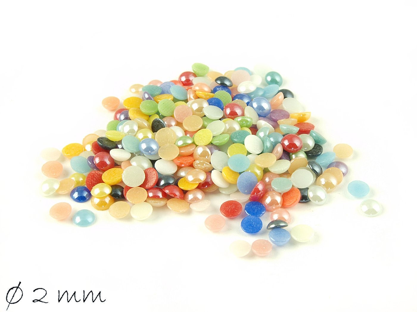 100 Stück runde opake Glas Cabochons 2 mm