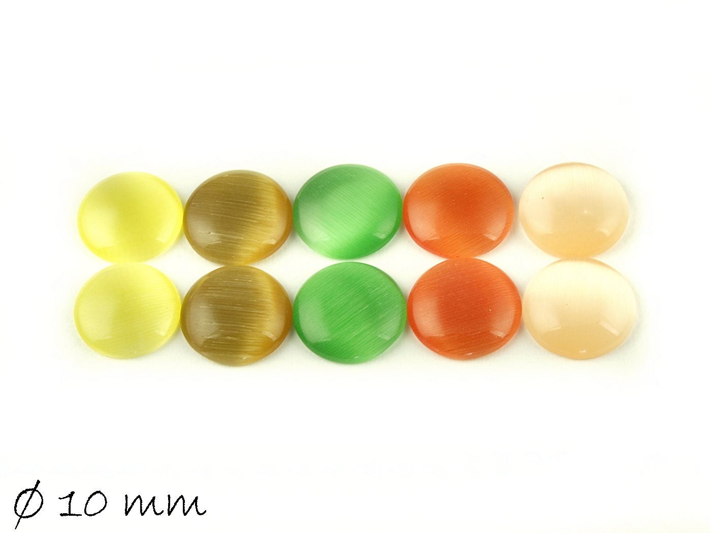 10 Stück runde Cateye Glas Cabochons 10 mm, Mix 2