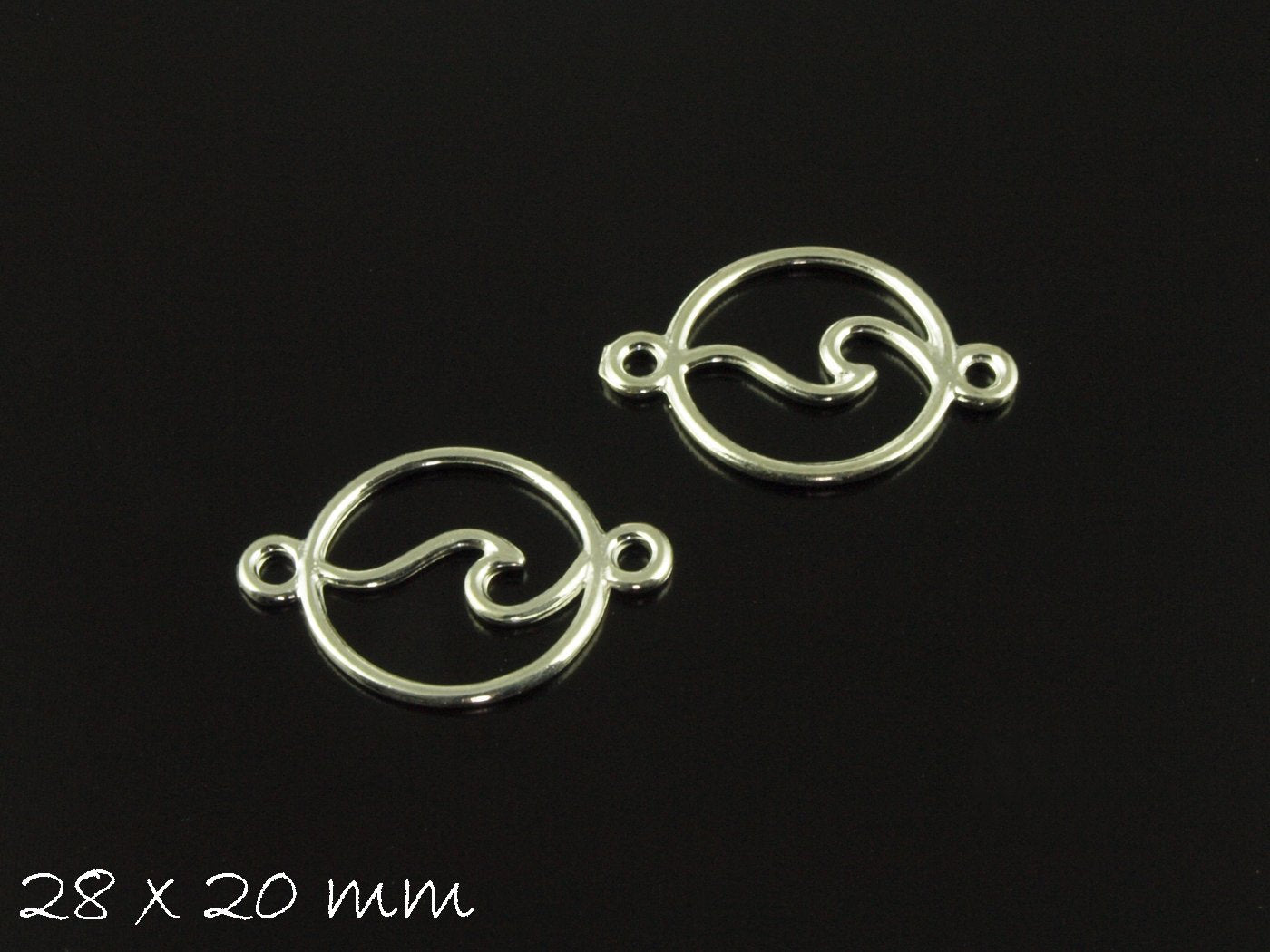 4 Stück Verbinder Welle silber 28 x 20 mm