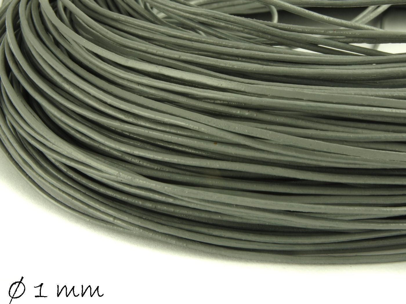 0,66EUR/m - 5 m Lederband, grau, 1 mm