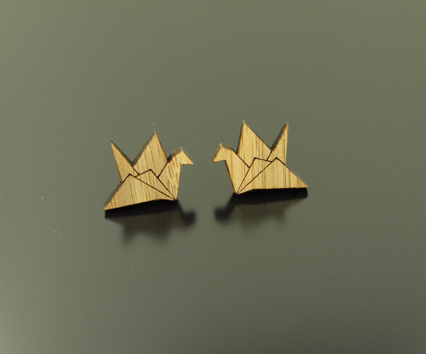 Ohrstecker Vogel Kranich Holz Ohrringe Stecker Origami