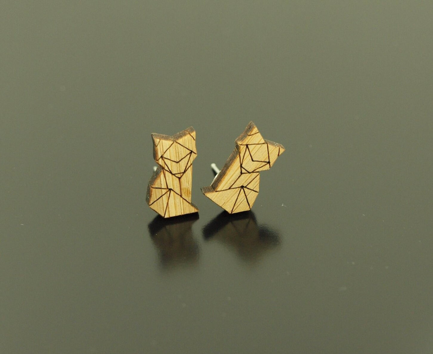 Ohrstecker Fuchs Holz Ohrringe Stecker Origami