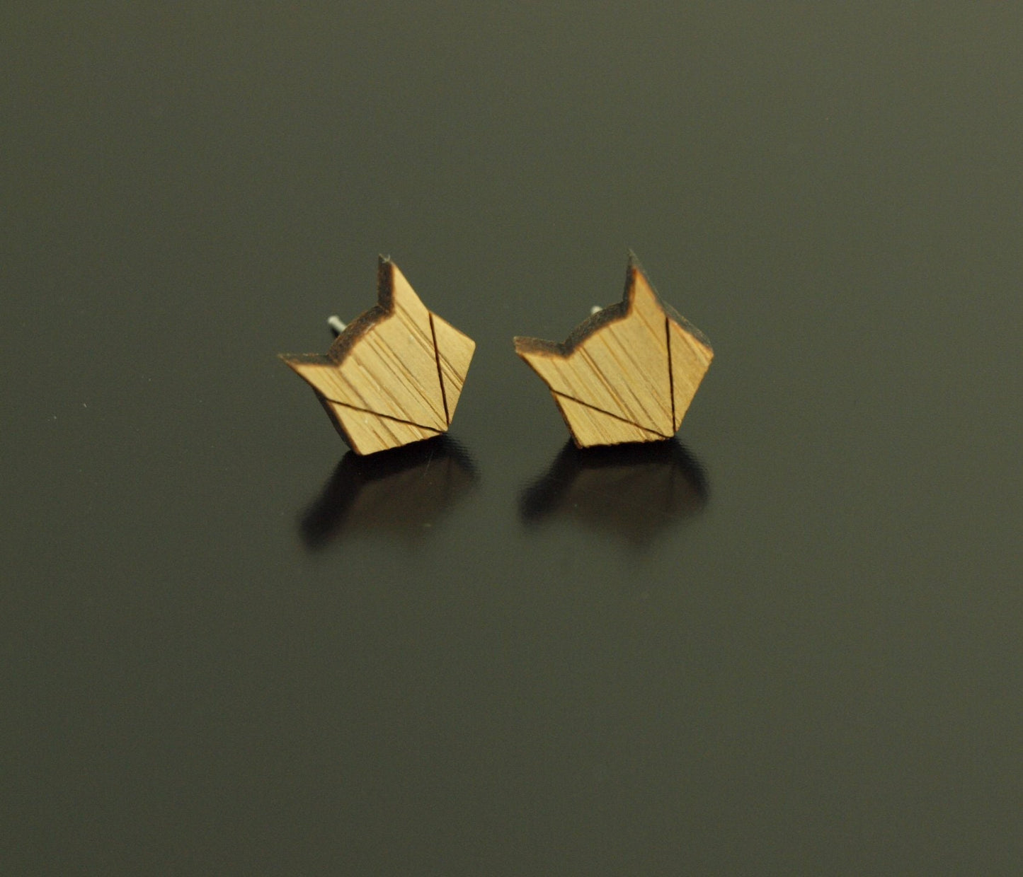 Ohrstecker Fuchs Holz Ohrringe Stecker Origami