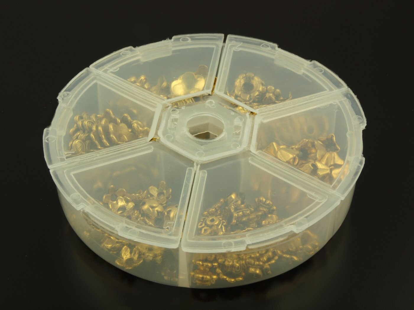 1 Box Perlenkappen altgold, Ø 7 - 10 mm