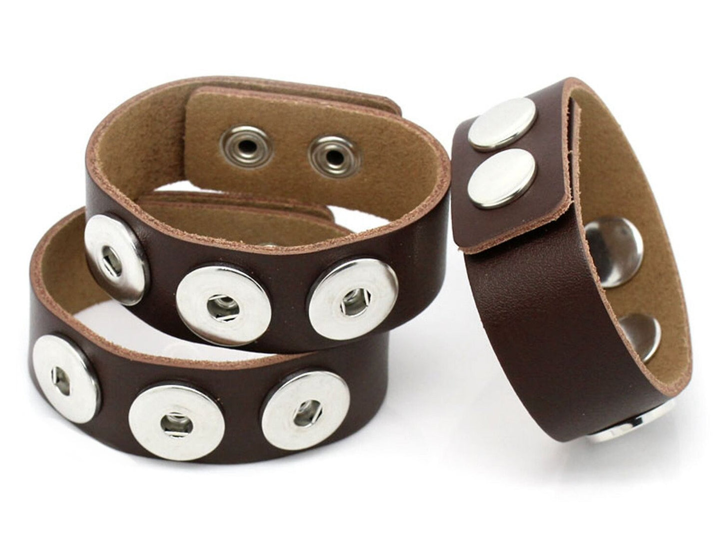 Armband für Druckknöpfe, Wechselschmuck Button braun