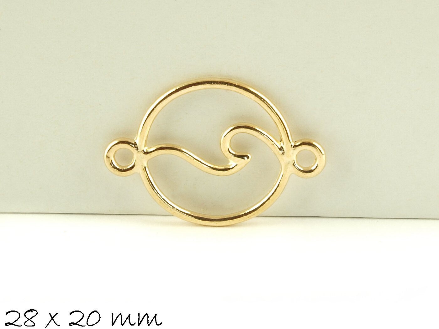 4 Stück Verbinder Welle gold 28 x 20 mm