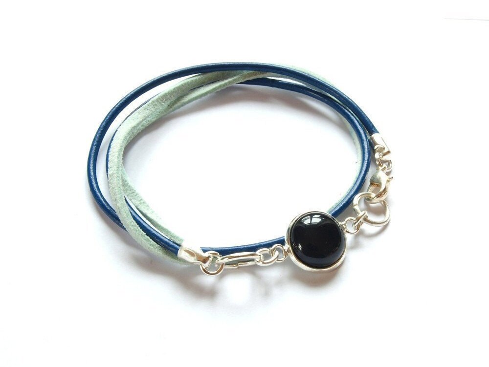 Wickelarmband mit Achat Cabochon, Edelstein, edel 12 mm