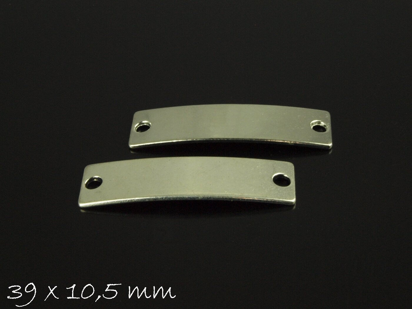 10 Verbinder Stempel Plättchen altsilber Rohling Rechteck 39 x 10,5 mm
