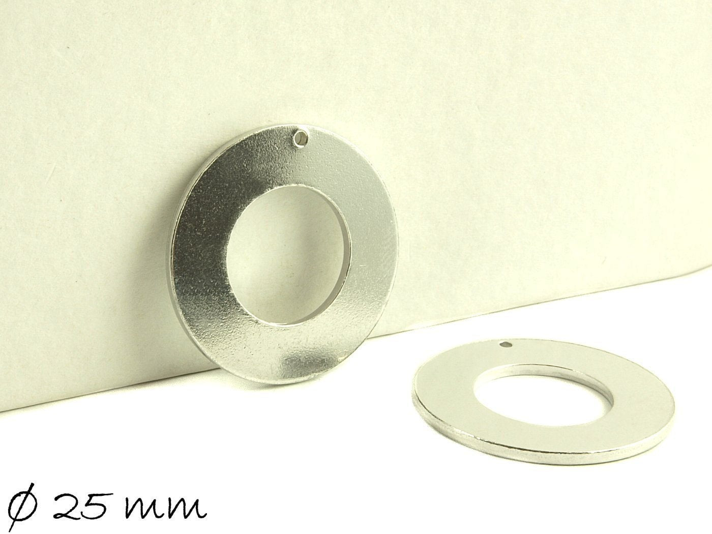 6 Stück runde Aluminium Stempel Plättchen, Donut, Ø 25 mm, von Impressart