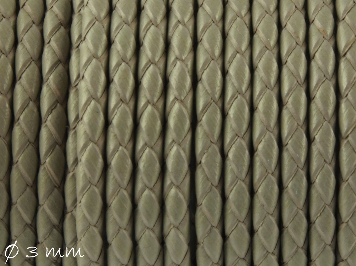 3,00EUR/m - 2 m Lederband geflochten grau, 3 mm, Echtleder