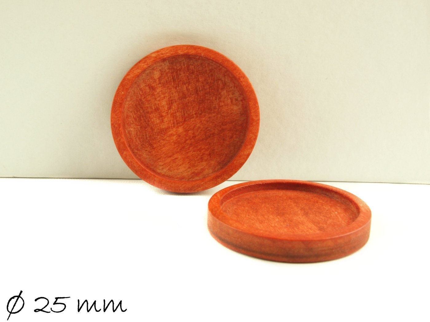2 Stück Anhänger mit Fassungen für Cabochons aus Holz, 25 mm, braun